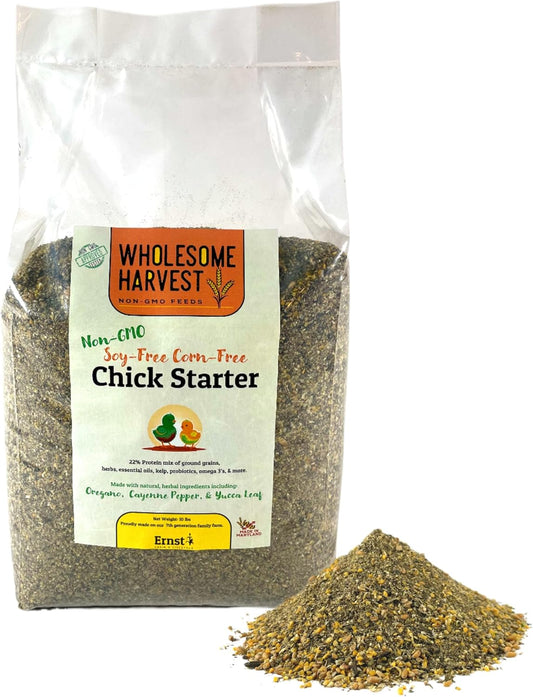 Corn & Soy-Free Chick Starter Feed - All Grain & Non-GMO Chick Food Starter with Omega 3 - Chicken Feed for Growing Healthy Chicks with High-Protein 22% and Probiotics - 10 Lb