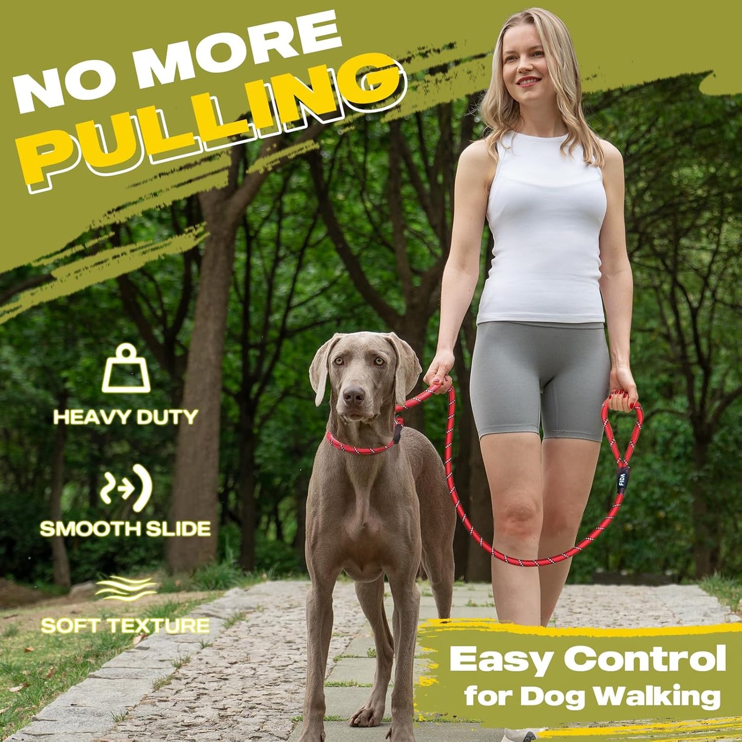 Fida Durable Slip Lead Bulk Pack of 5, Heavy Duty 1/2" x 6 FT Comfortable Strong Rope Slip Lead for Large, Medium & Small Dogs No Pulling Pet Training Leash with Highly Reflective Red