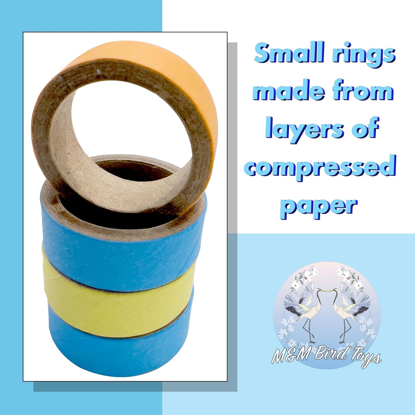 8006 Pk15 1 Inch Ring Donut - Colorful Shreddable Chewable Compressed Cardboard Foot Toy, Small Easy to Manipulate Mini Rings, Safe for All Types of Pets to Shred,