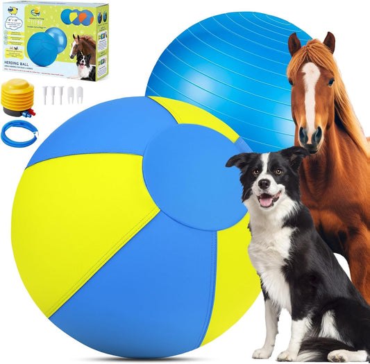 Herding Ball for Dogs - 18'' Dog Herding Ball for Horse, Dog Training Toy for Australian/German Shepherd Collie, Outdoor Dog Toys for Birthday Gifts - Medium, Yellow