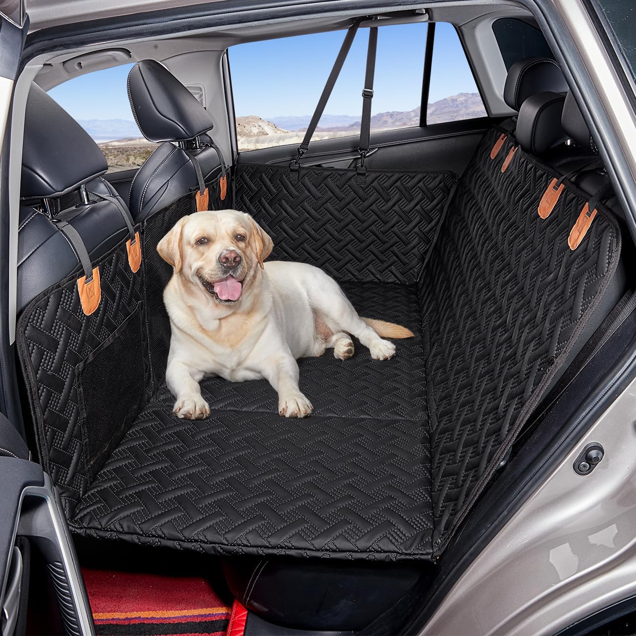 Dog Back Seat Extender,Backseat Pet Cover for Dogs,Rear Dog Car Seat Cover for Back Seat,Hard Bottom Car Seat Cover for Dogs, Dog Hammock for Car