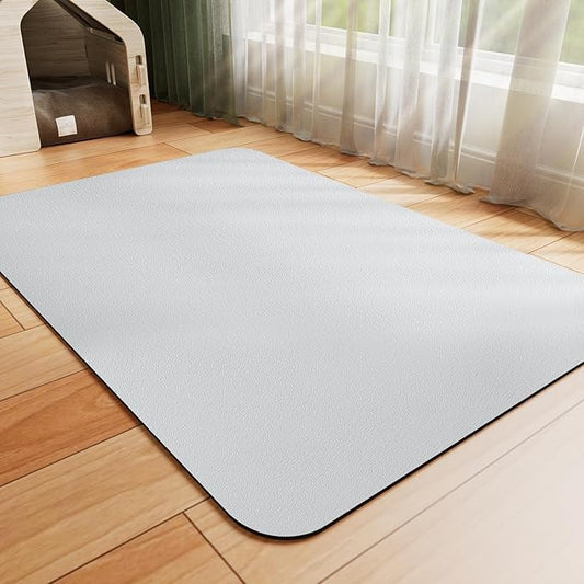 Pet Feeding Mat - Absorbent Dog Mat for Food and Water, No Stains Cat Bowl Mat, Easy to Clean Pet Placemats, Quick Dry Dog Water Dispenser Mat for Messy Drinkers | Light Grey 16"x 24"