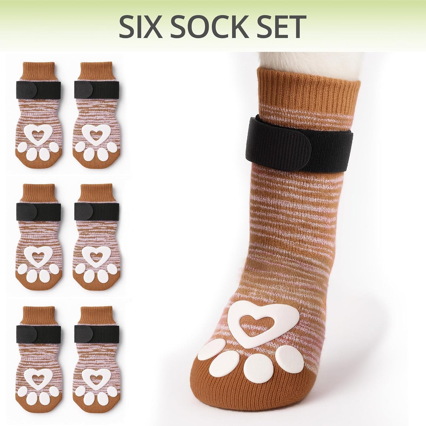 Non-Slip Dog Socks for Hardwood Floors - 6-Pack | Anti-Slip Toes to Prevent Licking Paws, Add Grip, and Provide Paw Protection | for All Ages and Senior Dogs - Small