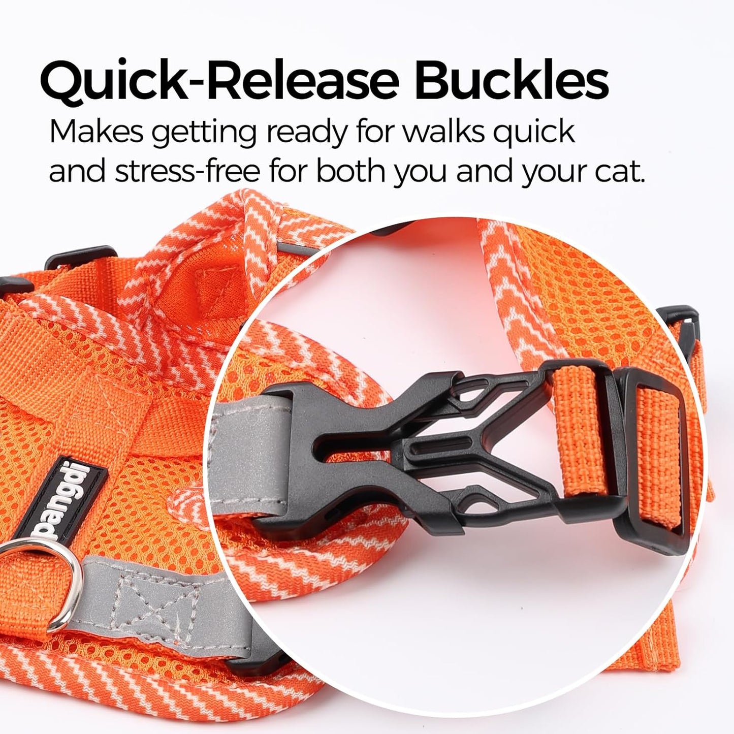 Cat Harness and Leash Escape Proof Large Kitten Harness Ragdoll Cat Vest for Walking Travel, Orange, L