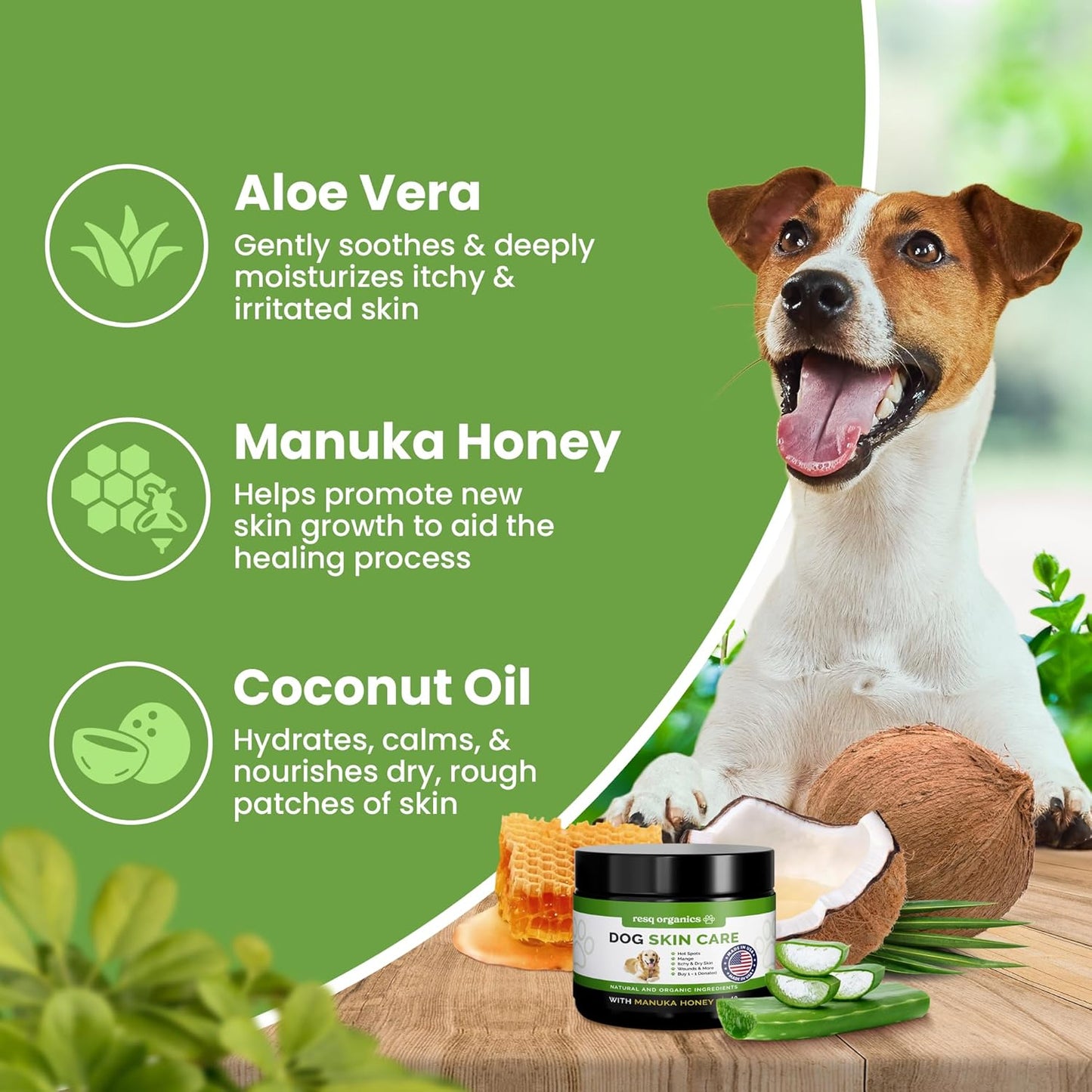 Hot Spot Treatment for Dogs, Cats & Pet Wound Care: Healing Ointment for Pets Itchy Skin Relief, Dry Skin Treatment, Natural Allergy Relief, Dog Paw Balm + Manuka Honey, Aloe Vera, Vitamin E (8 Oz.)