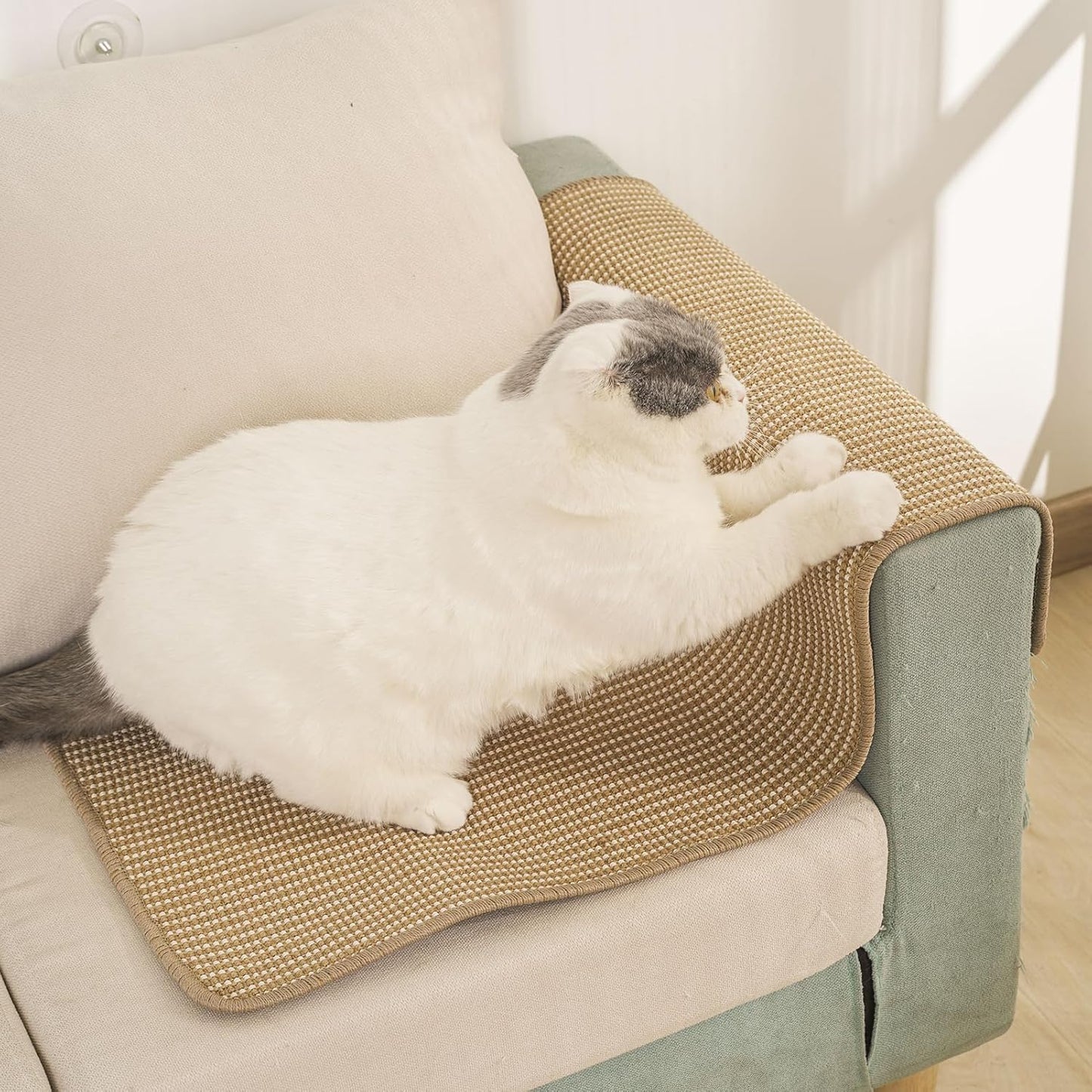 Cat Scratch Furniture Protector [36 x 24 Inch] FOOPOMARY Scratching Pad with Soft Cotton and Natural Sisal Blend for Indoor Cats, Protects Couch and Furniture from Scratching