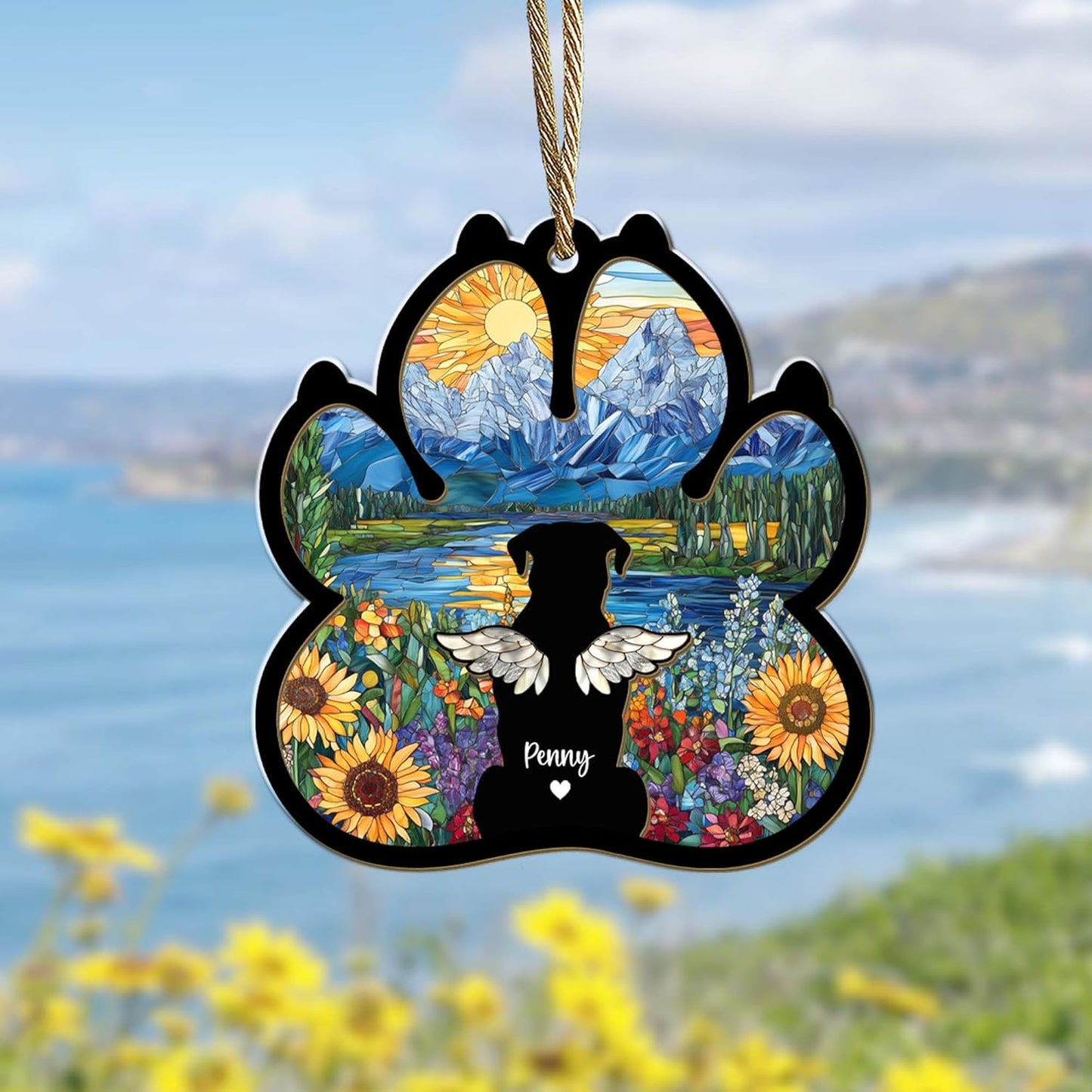 Personalized Pet Memorial Suncatcher – Custom Dog & Cat Suncatcher with Name, Breed & National Park Background for Up to 3 Pets, Pet Loss Sympathy Gift, Memorial Gift for Pet Lovers