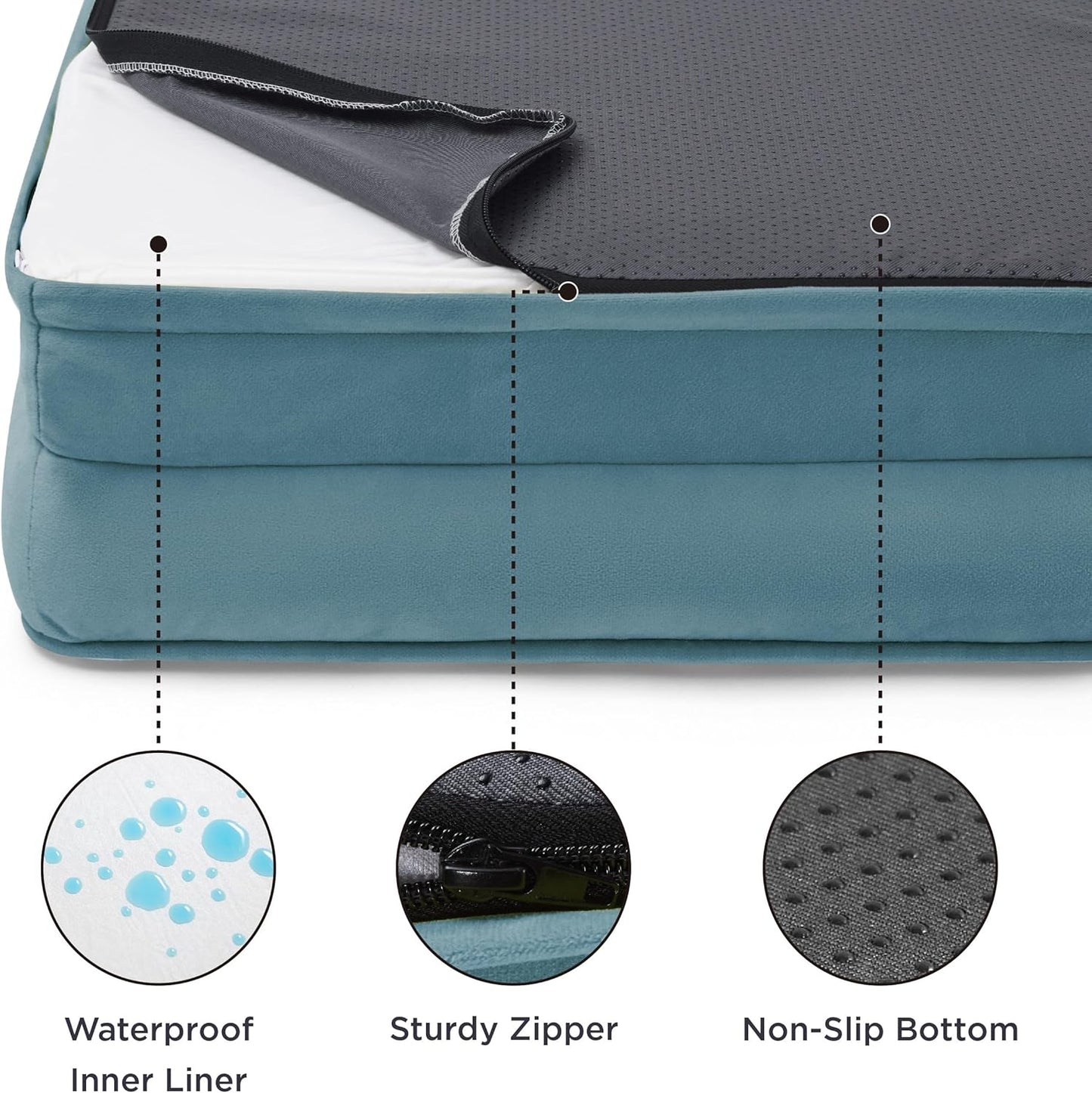Bedsure XXL Orthopedic Dog Bed for Extra Large Dogs - Washable Giant Dog Cat Bed Waterproof, Comfort Dogs Couch Sofa with Washable Removable Cover, Pet Bed with Nonskid Bottom, Dune Haze Blue, 52"