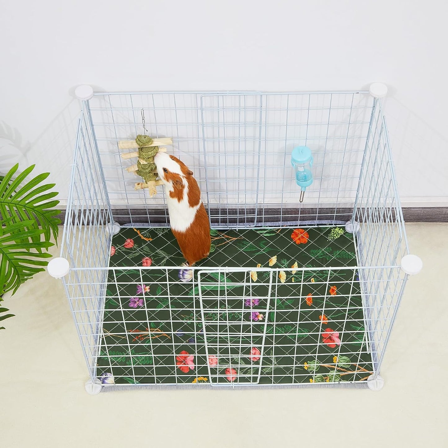 Bienbee Guinea Pig Bedding, 2 Pack 29" x 16" Reusable Guinea Pig Cage Liner Waterproof and Absorbent Small Animal Bedding Washable Guinea Pig Pee Pads for Small Pet Hamster Rabbit Squirrel,Green