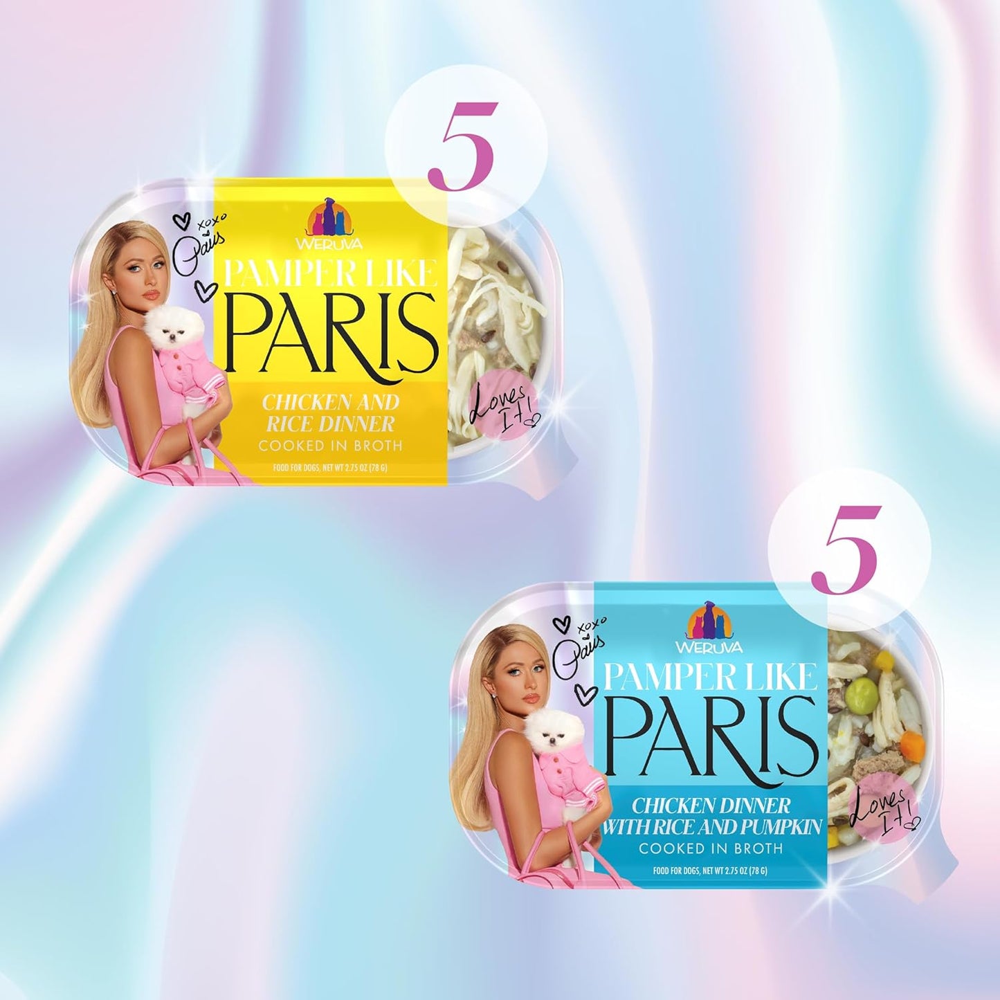 Pamper Like Paris Natural Wet Dog Food, Chicken Recipes Cooked in Broth Variety Pack (2.75oz Cup, Pack of 10)