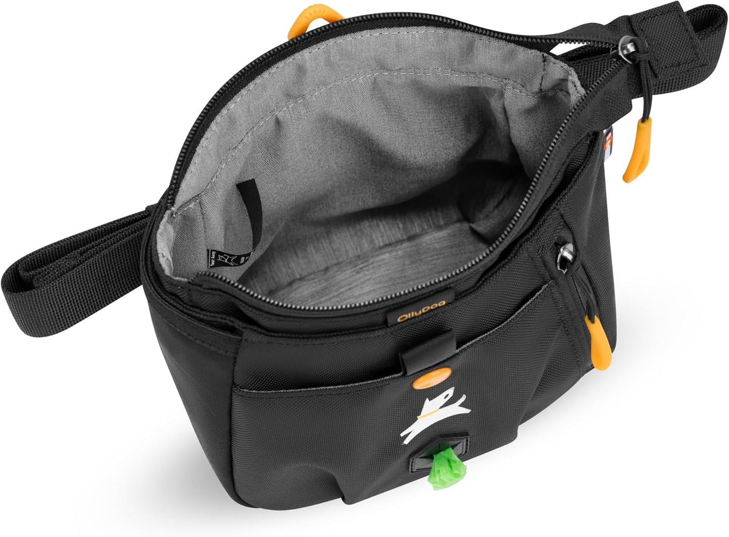 OllyDog Backcountry Day Bag | Hands-Free Dog Training Treat Pouch | Fanny/Hip Pack with Zipper Closure & Built-in Poop Bag Dispenser | Removable Waist Clip (Raven S'25)