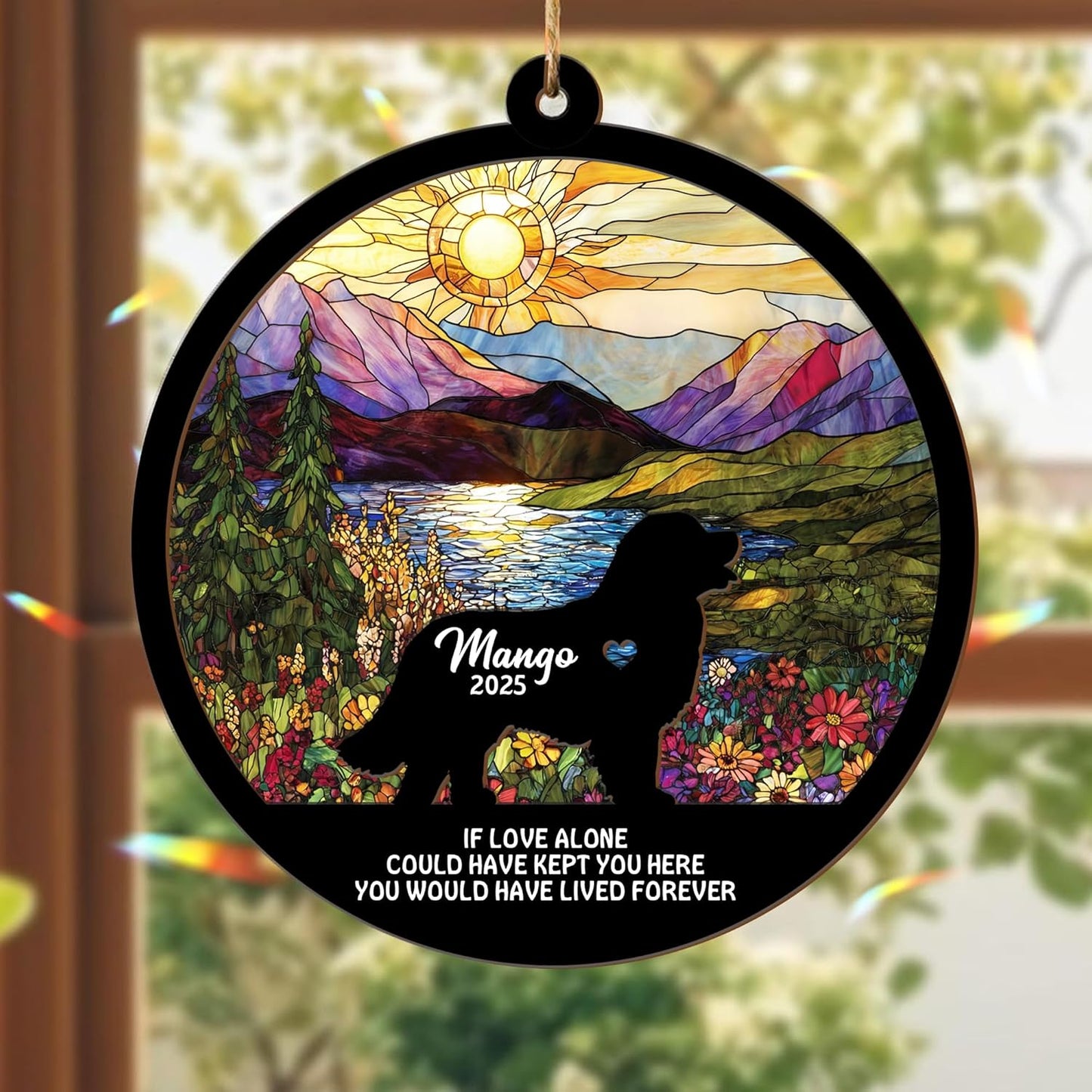 Custom Dog Memorial Suncatcher, Personalized with Name, Custom Pet Loss Suncatcher, Gifts for Dog Lovers, Loss of Pet Sympathy Gift, Memorial suncatcher