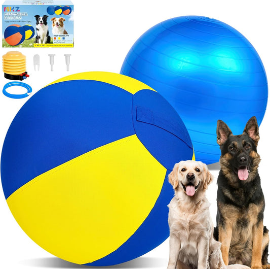 Herding Ball for Dogs-25 Jolly Ball for Dogs, Herding for Australian/German Shepherd, Collies, and All Herding Breeds, Improved Bite-Resistant, Reinforced Sewing Dog Toys-Yellow/Large