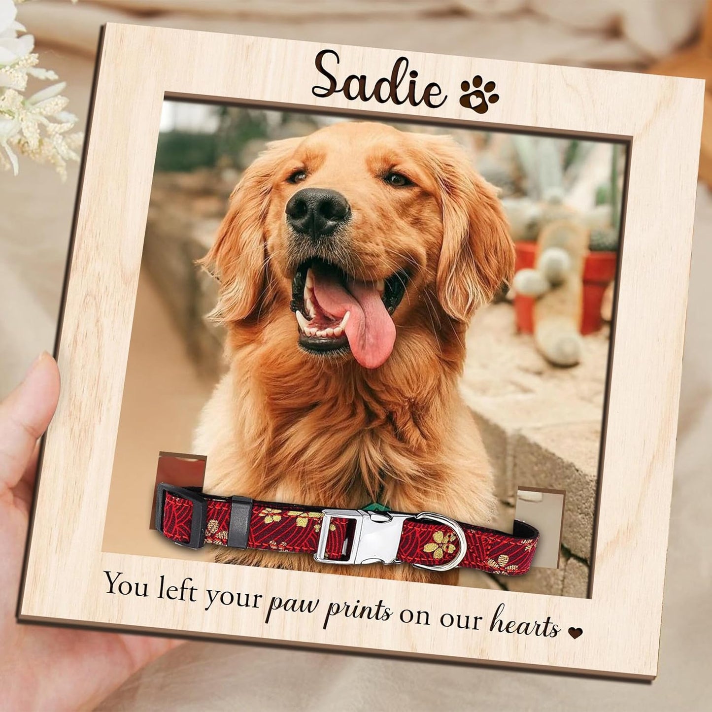 Custom Dog Memorial Frame with Collar Holder – Personalized Pet Photo Gift, Pet Loss Sympathy Gift, Remembrance Sign for Dog Lovers