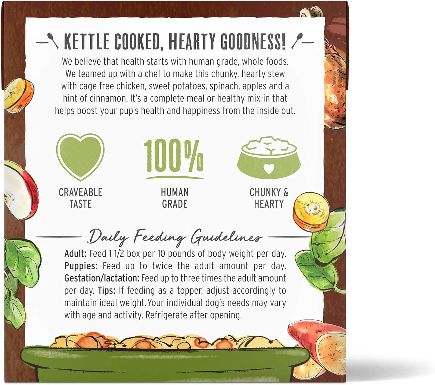 The Honest Kitchen Human Grade One Pot Stews Wet Dog Food - Slow Cooked Chicken Stew with Sweet Potato, Spinach & Apples, 10.5 Ounce Box (Pack of 6)