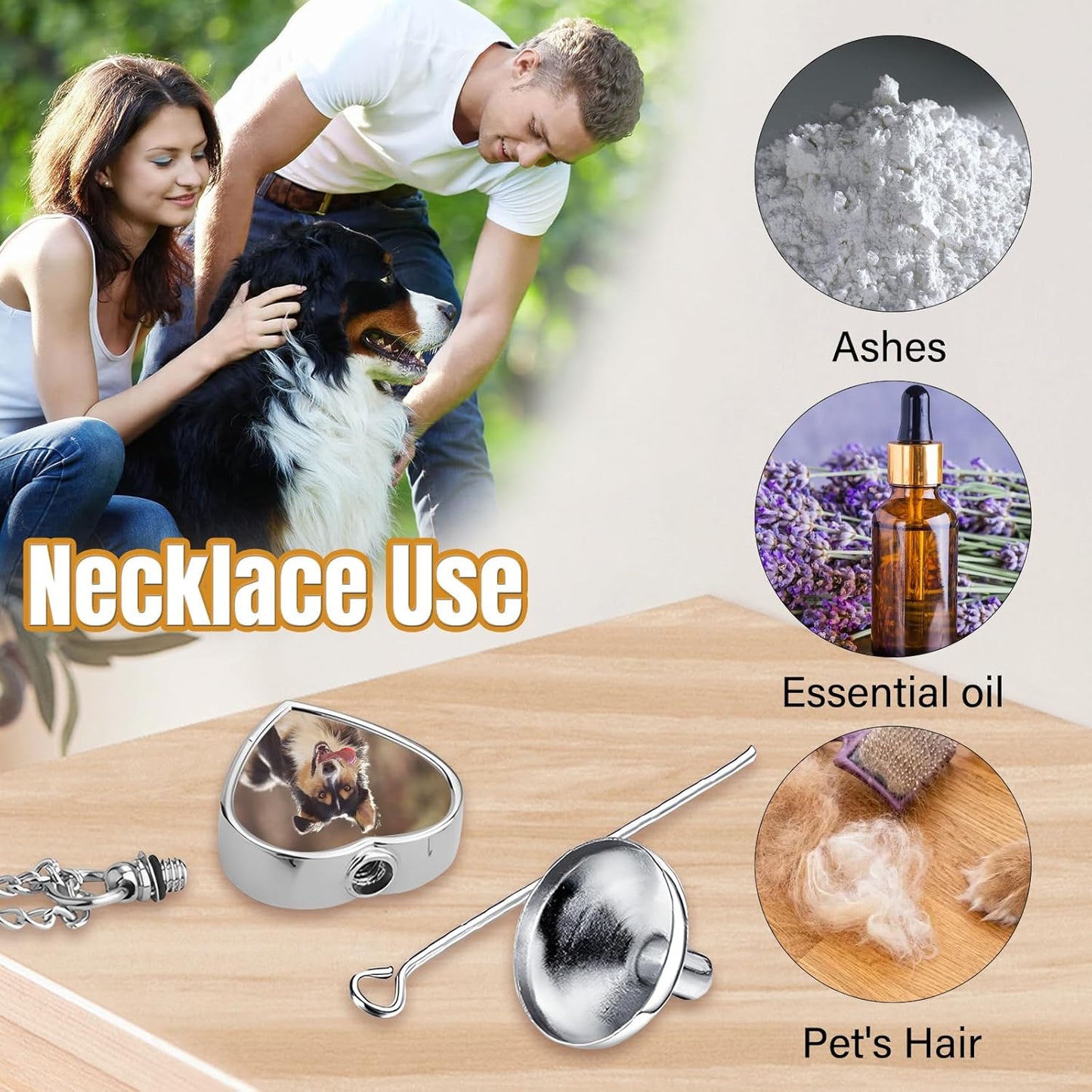 Custom Dog Urn Necklaces for Ashes - Personalized Pet Cremation Jewelry for Ashes,Double-Sided Custom with Text Picture Memorial Gift for Pet Dogs Cats Ashes Necklace (Heart-1)