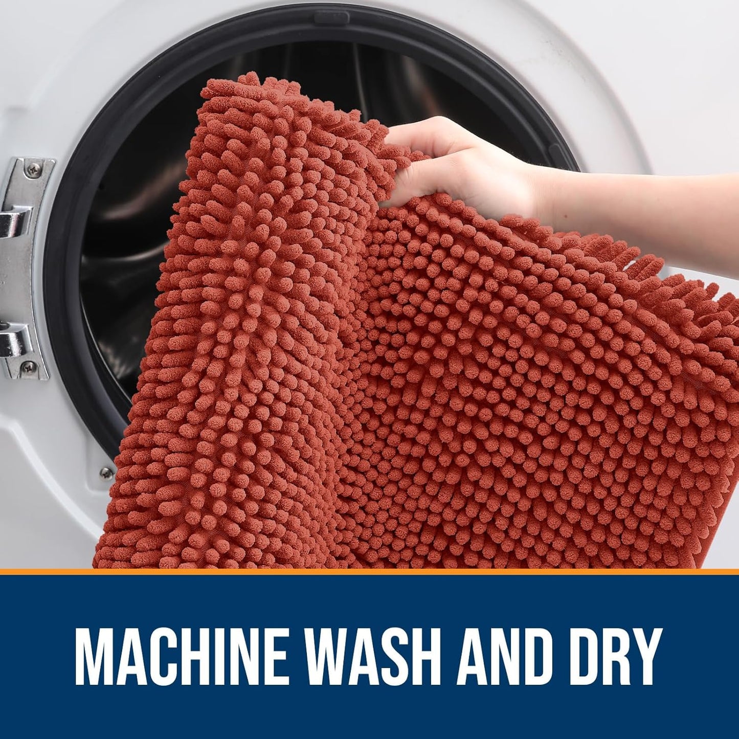 OLANLY Dog Door Mat for Muddy Paws 36x24, Absorbs Moisture and Dirt, Absorbent Non-Slip Washable Doormat, Quick Dry Chenille Mud Mat for Dogs, Entry Indoor Entryway Carpet for Inside Floor, Maple Red