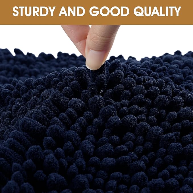 Extra Large Dog Door Mats for Muddy Paws, Chenille Absorbent Dog Mats, Non Slip Heavy Mud Mat for Dogs, Soft Pet Mat for Entryway, Mud Paws, Inside Floor,71" x 25", Navy Blue