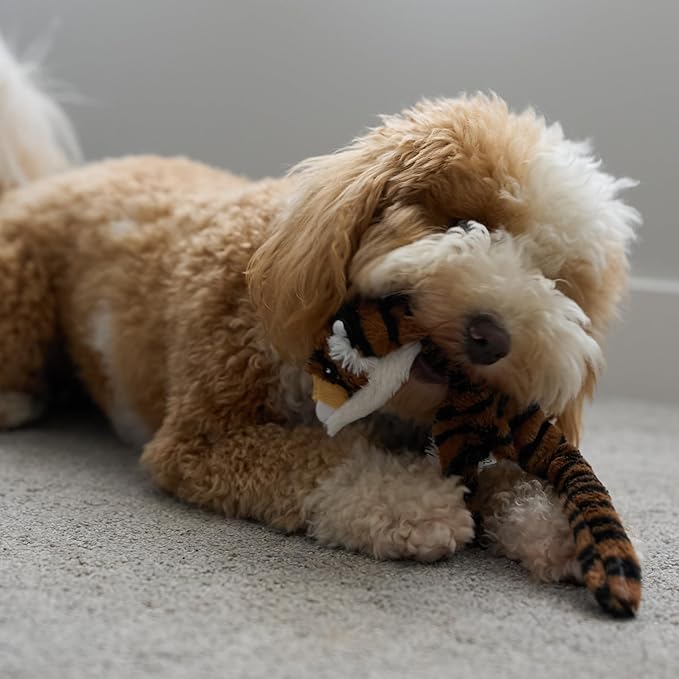 SPOT Skinneeez Jungle Cat 14 Inch Stuffing-Free Plush Squeaky Dog Toy – Soft Interactive Chew Toy for Small and Medium Dogs – Mess-Free Play for Light & Moderate Chewers