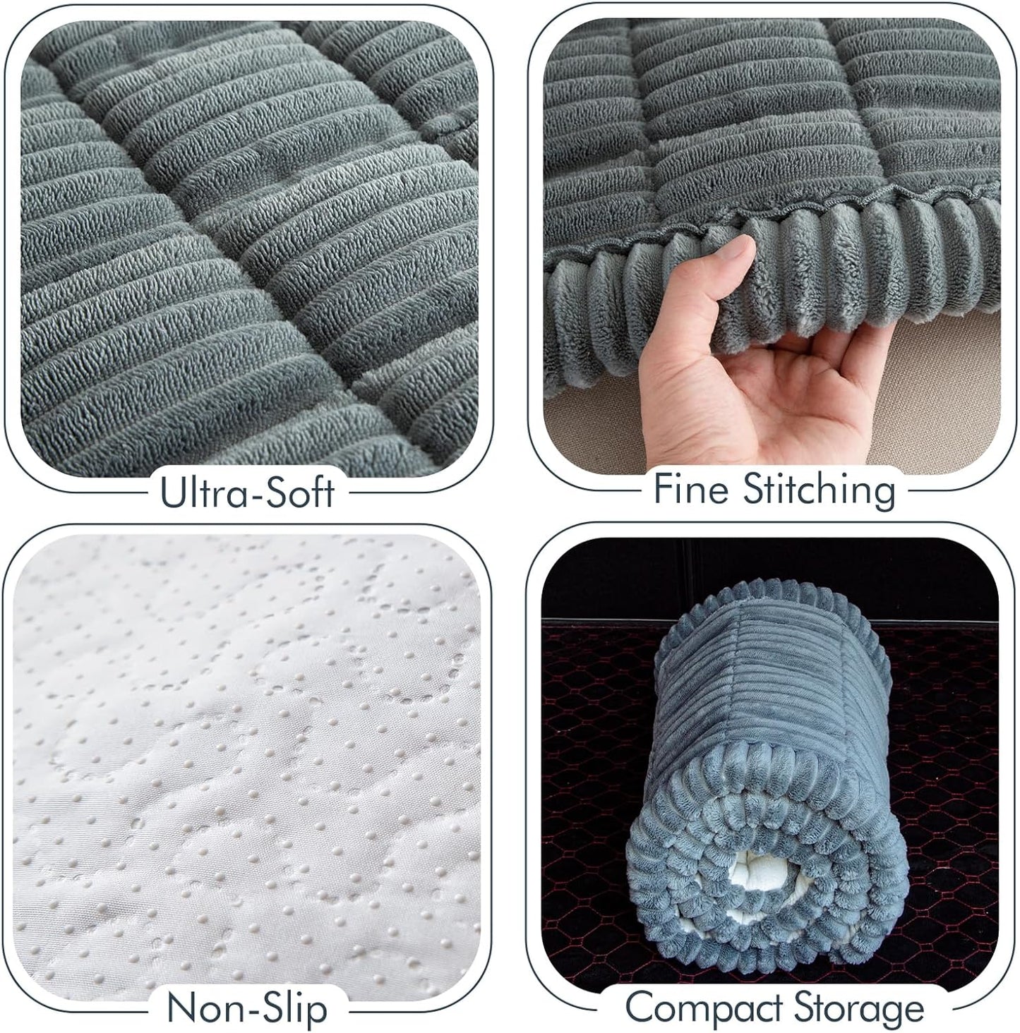 Dog Bed for Car, Pet Travel Backseat Mat for Vehicle SUV Truck Jeep Automobile, Large Washable Foldable Non-Slip Fuzzy Soft Comfortable Cozy Extender Protector Cover Pad, Grey, 24.8x54 in