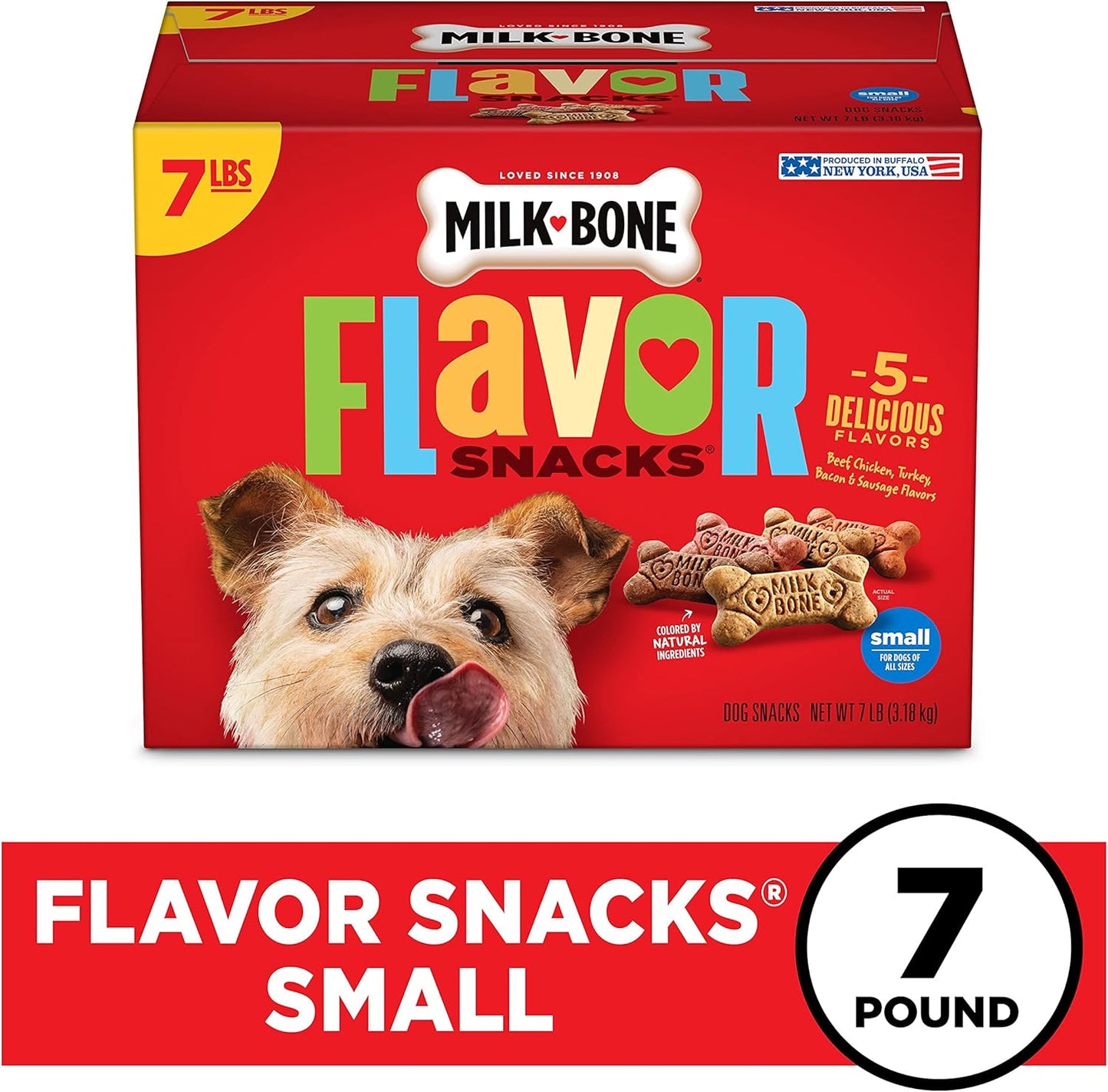 Milk-Bone Flavor Snacks Dog Treats, Small Biscuits, Crunchy Texture Helps Reduce Tartar 14lbs (2 Pack of 7lbs)