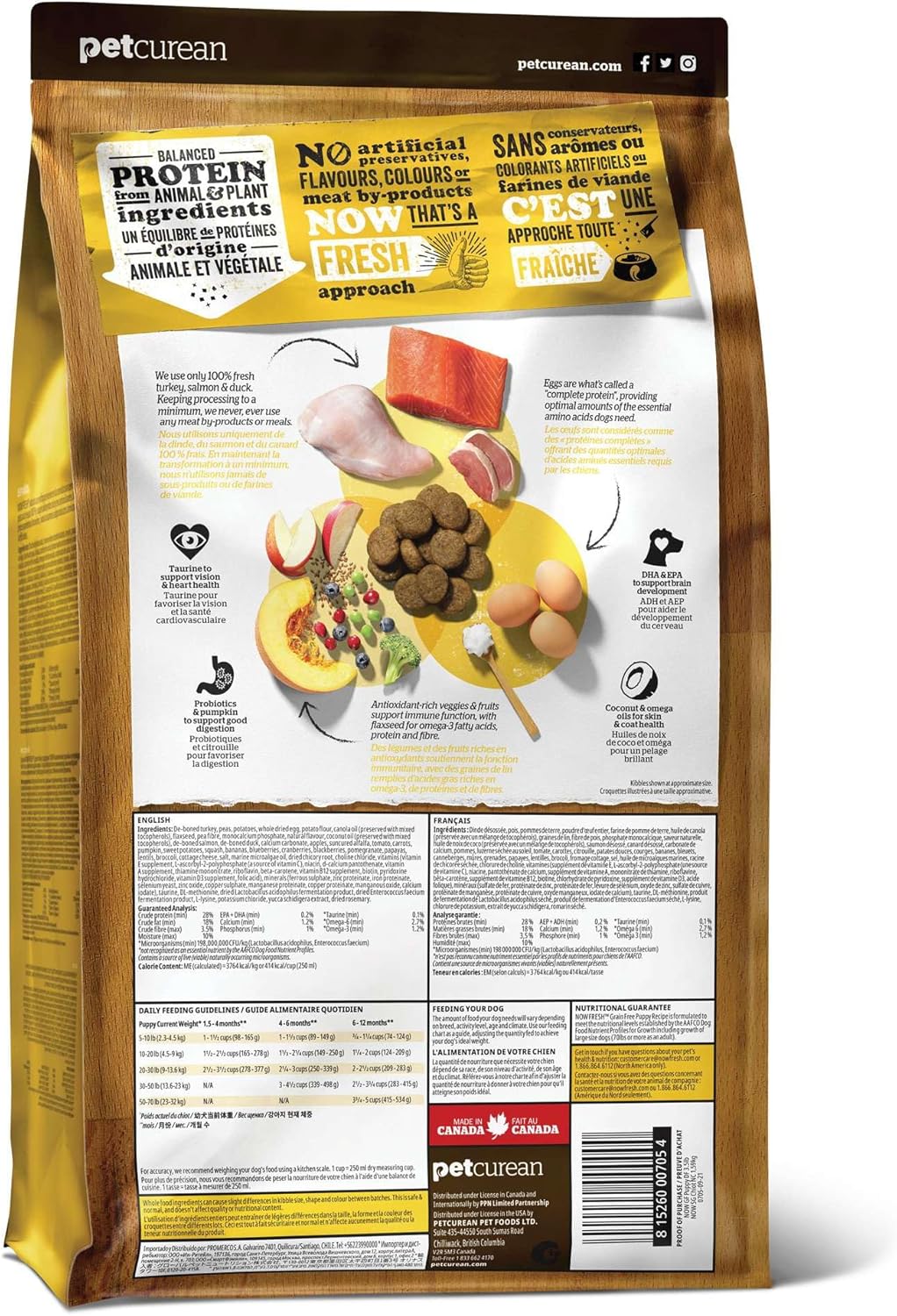 Now Fresh Grain-Free, Dry Dog Food, Real Meat and Fish, Turkey, Salmon and Duck Puppy Recipe, All Breed Size, 3.5 lb Bag