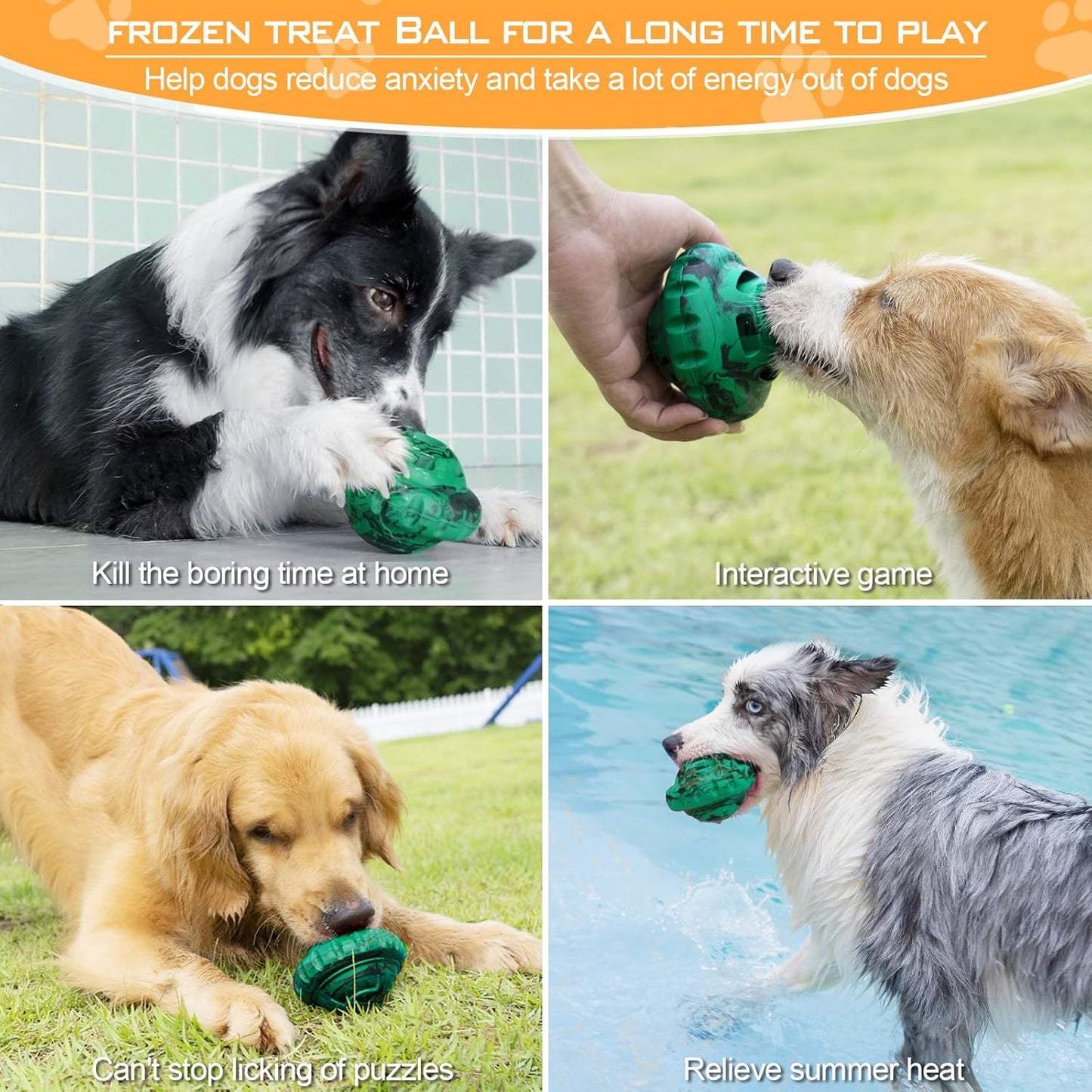 Dog Toys to Keep Them Busy,Frozen Treat Dog Enrichment Toys,Slow Food Training to Relieve Boredom and Stimulating,Dog Puzzle Treat Food Dispensing Ball Toy for Small Medium Large Dogs