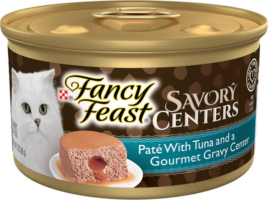 Purina Fancy Feast Savory Centers With Tuna Wet Cat Food Pate with Gourmet Gravy Center - (Pack of 24) 3 oz. Cans