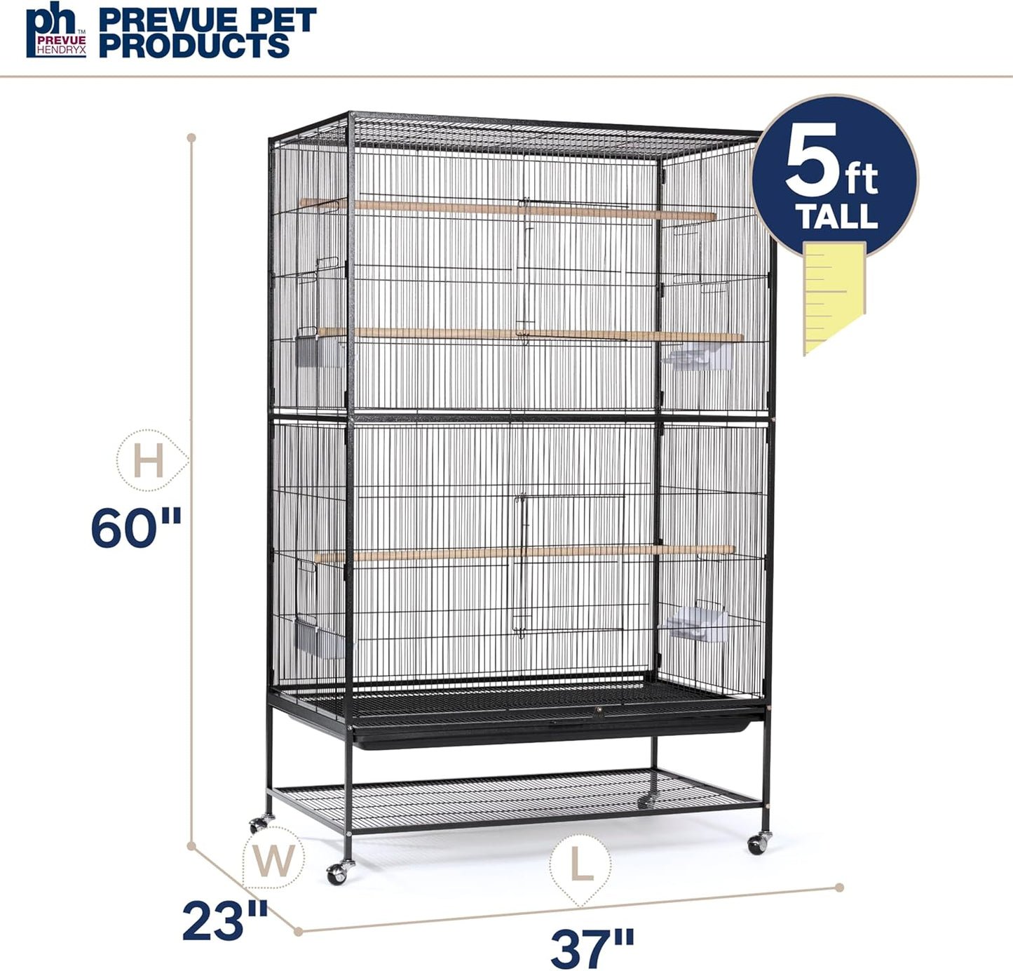 Prevue Hendryx F050 Pet Products Wrought Iron Flight Cage, X-Large, Hammertone Black