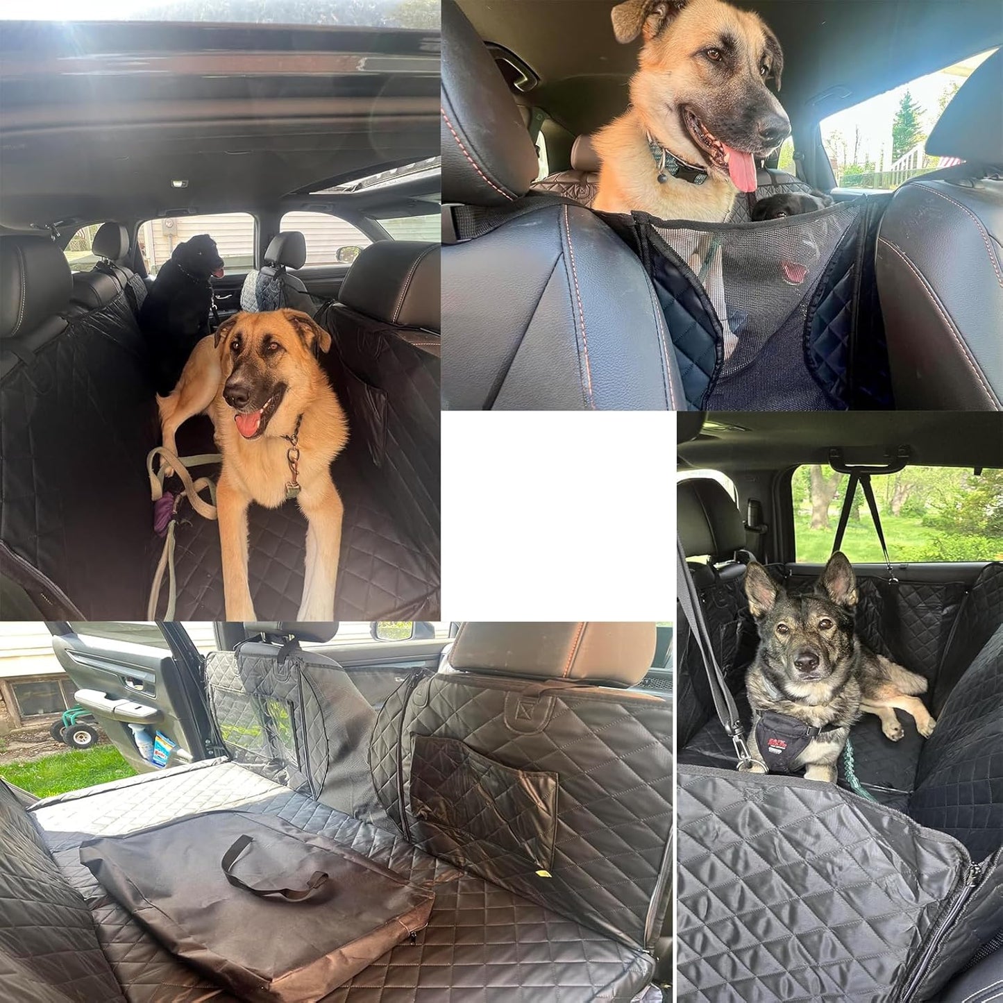 AsFrost Upgraded PU Leather Dog Car Seat Cover for Back Seat, Waterproof Scratchproof Back Seat Extender Protector with Hard Bottom for Dogs Travel Camping, Dog Hammock Bed for Cars SUVs Trucks-Black