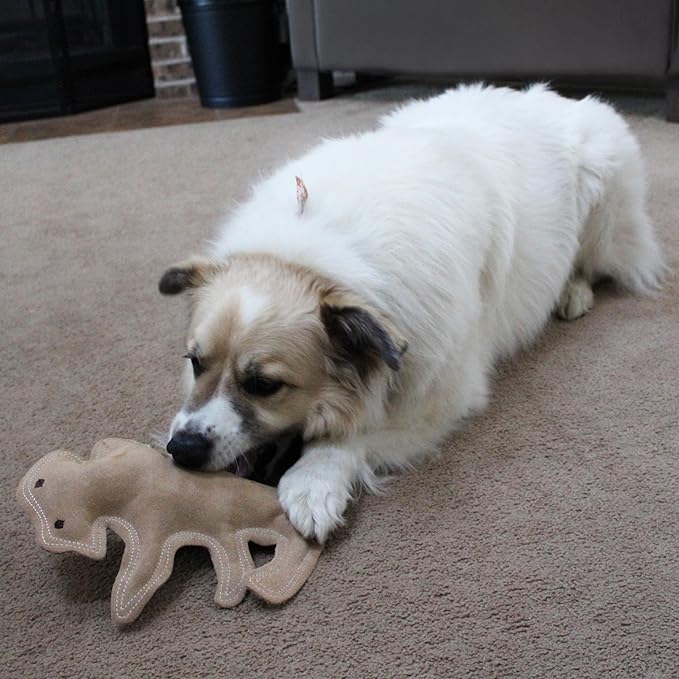 SPOT Dura-Fused Leather Buffalo Dog Toy – Durable Real Leather & Jute Chew Toy with Squeaker, Double-Stitched for Moderate Chewers, Medium & Large Dogs, 11.5in