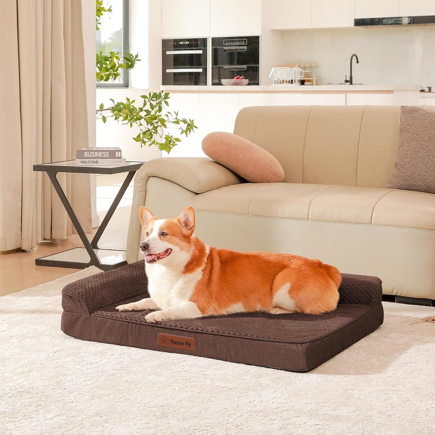 Orthopedic Dog Beds Large Sized Dog, Memory Foam Pet Bed for Medium and Large Dogs, Washable Removable Cover, Nonskid Bottom, Waterproof, 41x27x6 Inches, Brown Grey