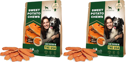 Dog Treats Sweet Potato Chips 11 oz - All Natural Pet Snack Chews - Grain Free & Human Grade Dried Snacks in Bulk - Best Jerky for Training Small & Large Dogs (Pack of 2)