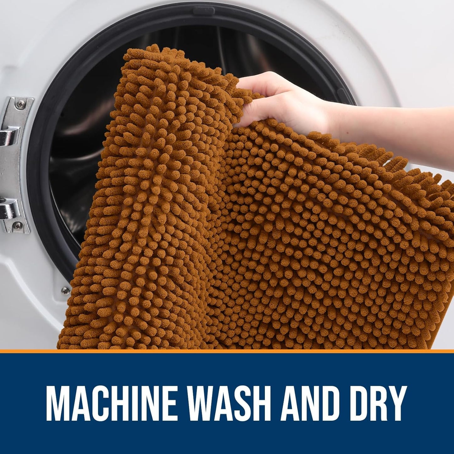 OLANLY Dog Door Mat for Muddy Paws 36x24, Absorbs Moisture and Dirt, Absorbent Non-Slip Washable Doormat, Quick Dry Chenille Mud Mat for Dogs, Entry Indoor Entryway Carpet for Inside Floor, Ochre