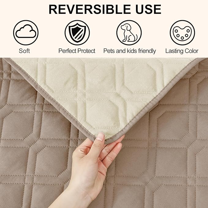 Smiry Waterproof Dog Blanket, 68x82 Inch Soft Pet Bed Cover Reversible, Washable Sofa Couch Furniture Protector for Small Medium Large Dog Puppy Cat, Taupe/Beige