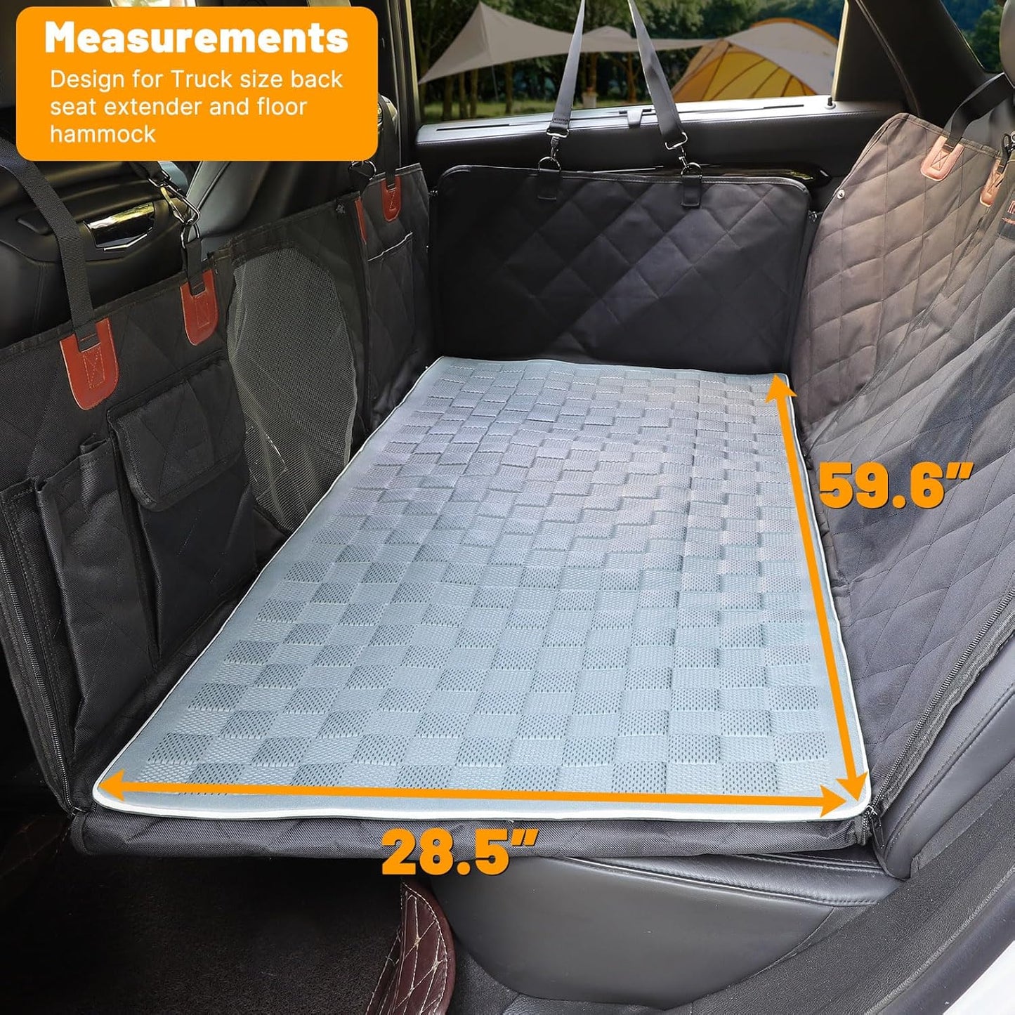 Manificent Non-Slip Pet Bed Mat for Truck Back Seat Extender, Hair Resistant Dog Blanket for Hard Bottom Dog Car Seat Cover, Anti Slip Pet Linner Backseat Cover Deep Gray XL