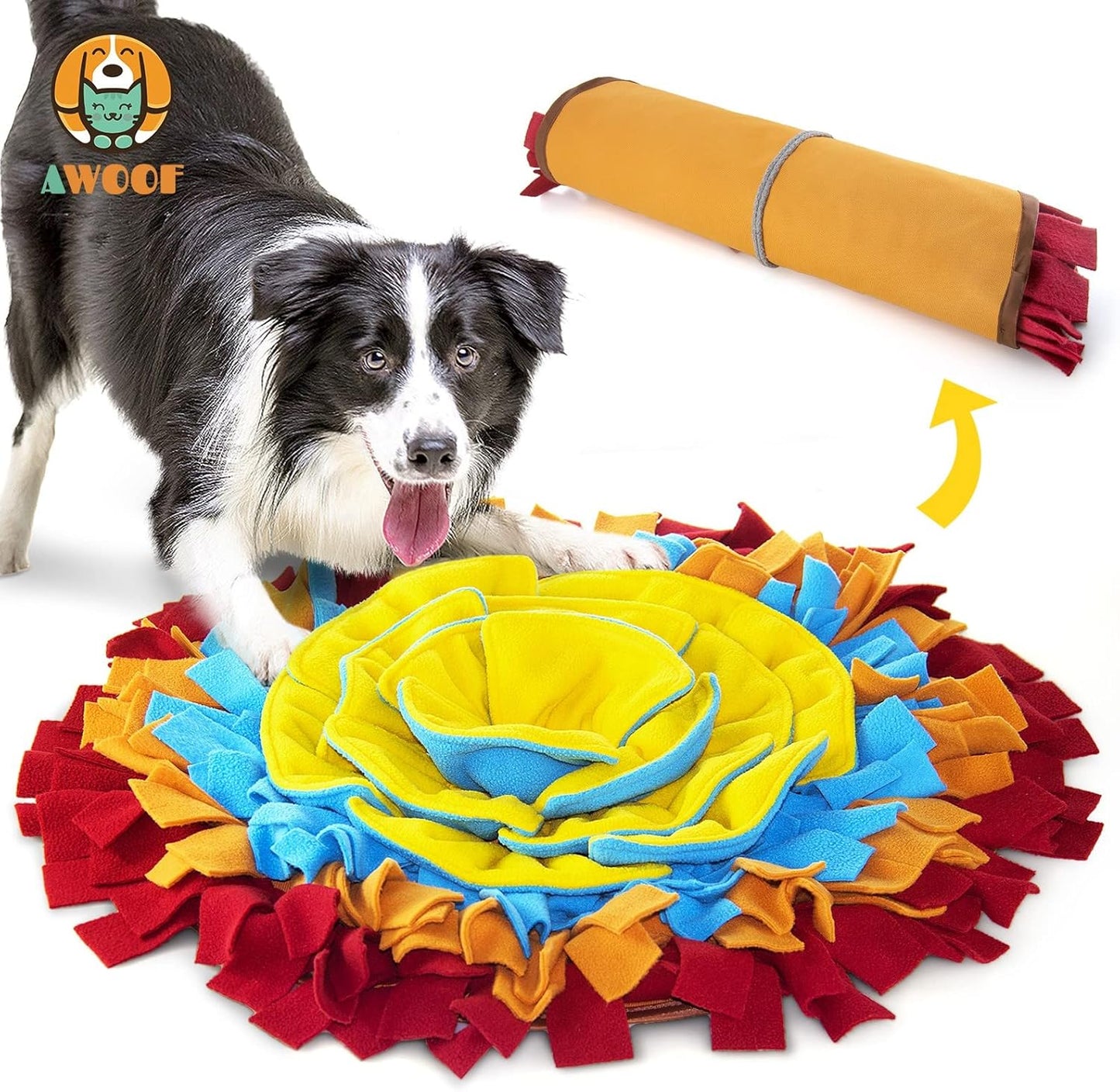 AWOOF Pet Snuffle Mat for Dogs, Interactive Feed Game for Boredom, Encourages Natural Foraging Skills for Cats Dogs Bowl Travel Use, Dog Treat Dispenser Indoor Outdoor Stress Relief (red)