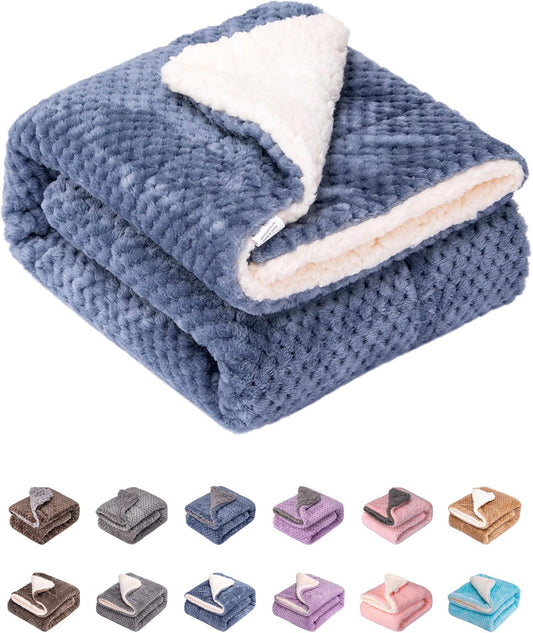DW Plush Fleece Receiving Blanket for Dog, Cat, Pet - Warm & Soft, Couch, Sofa, Travel & Outdoor, Camping (32" x 40"), Smoked Blue