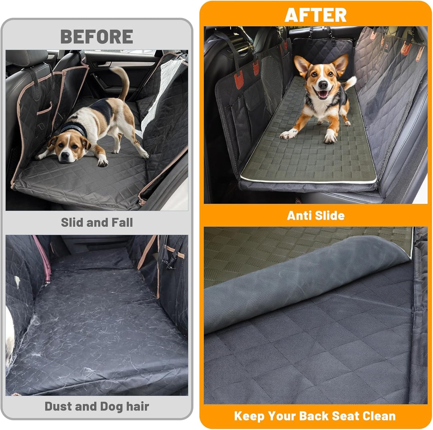 Manificent Non-Slip Pet Bed Mat for Truck Back Seat Extender, Hair Resistant Dog Blanket for Hard Bottom Dog Car Seat Cover, Anti Slip Pet Linner Backseat Cover Graphite/XL