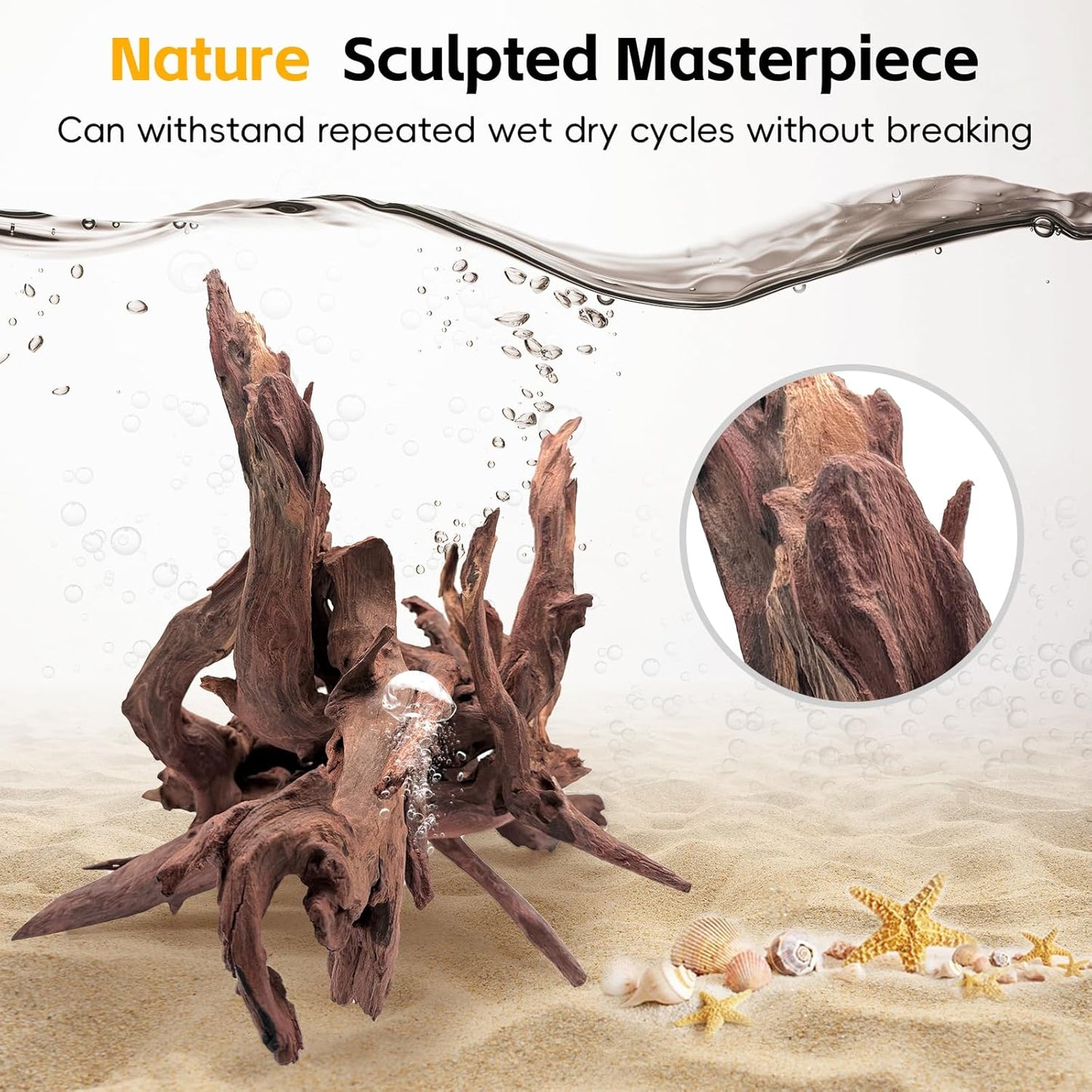 EFFIELER Natural Driftwood for Aquarium Decor – Real Wood Branches for Fish Tank, Reptile Habitat, Terrarium, Hermit Crab, Shrimp Tank,Safe for Aquatic Pets – Unique Size (7-11Inch, 3-Pack)