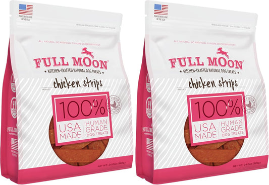 Full Moon Chicken Strips Healthy All Natural Dog Treats Human Grade Made in USA Grain Free, 1.5 Pound (Pack of 2)