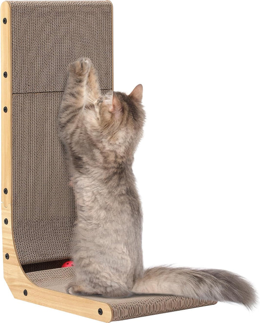Cat Scratcher, 26.7 L Shape Cat Scratch Pad Wall Mounted, Cat Scratching Cardboard for Indoor Cats