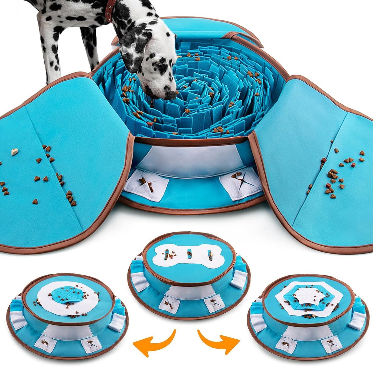 AWOOF Pet Snuffle Mat for Dogs, Interactive Feed Game for Boredom, Encourages Natural Foraging Skills for Cats Dogs Bowl Travel Use, Dog Treat Dispenser Indoor Outdoor Stress Relief (Blue)