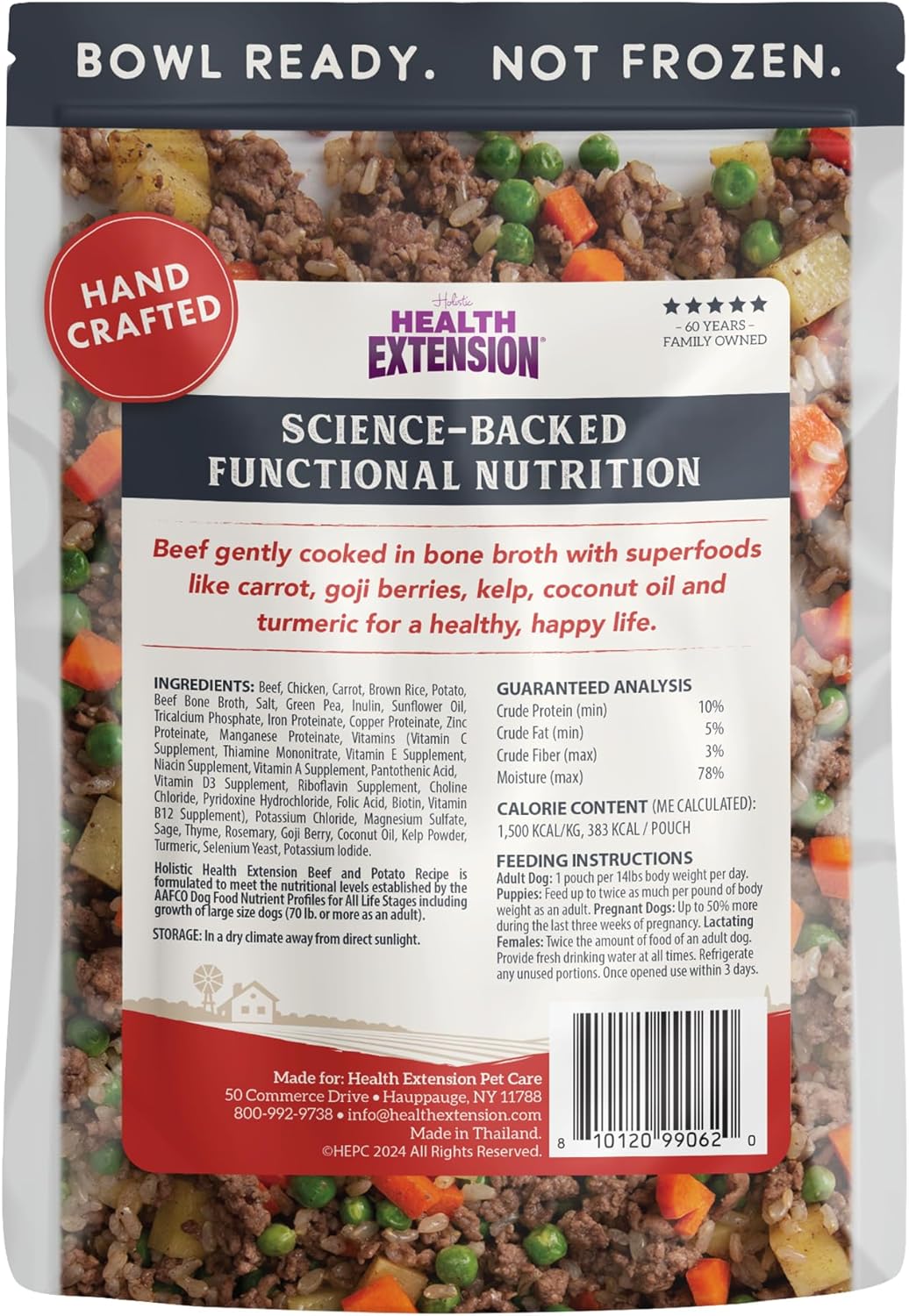 Health Extension Gently Cooked Beef & Potato Dog Food, Human-Grade and Shelf-Stable with Superfoods, Supports Digestion, Immunity, Skin & Coat, 9 oz Pouch (Pack of 1)