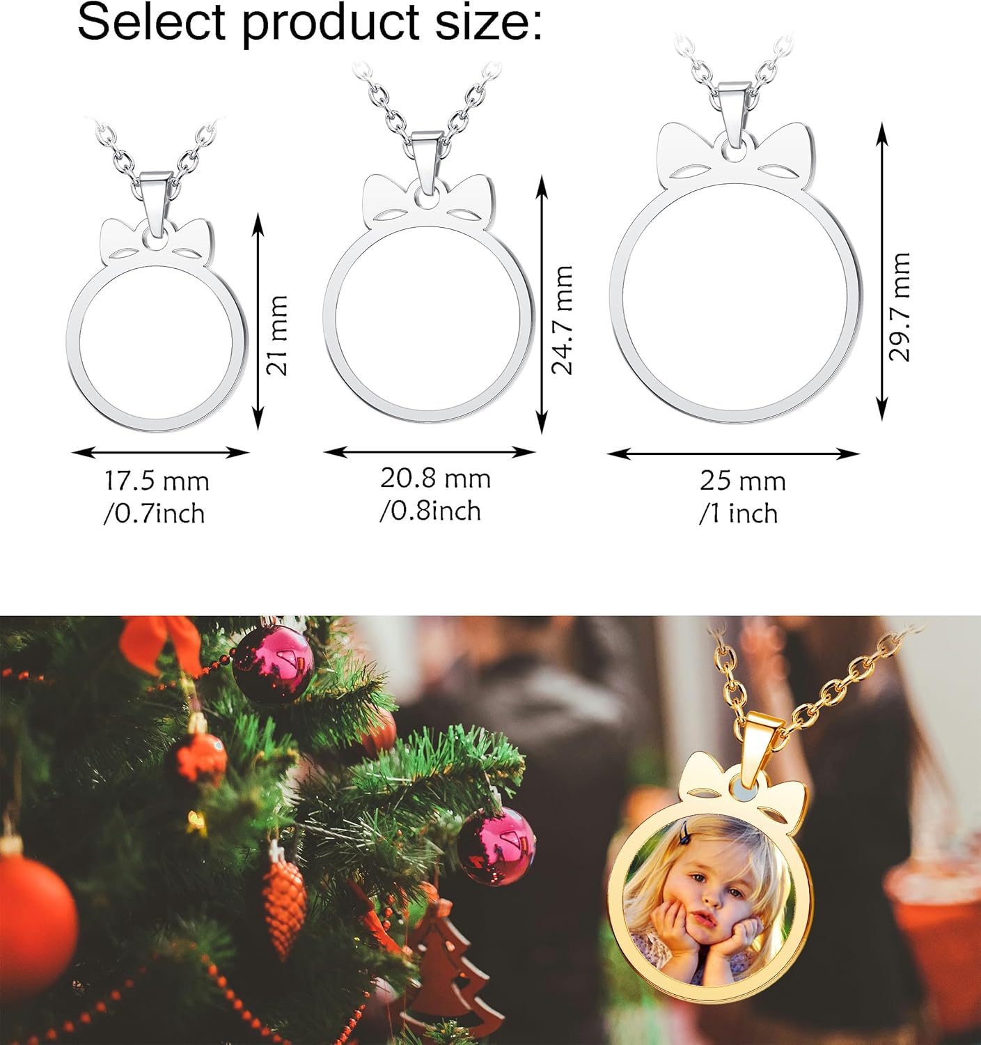 CharmSStory Personalized Photo Necklaces Custom Engraved Name Necklace Memory Keepsake Picture Necklace Pendant Customized Gifts for Women Men