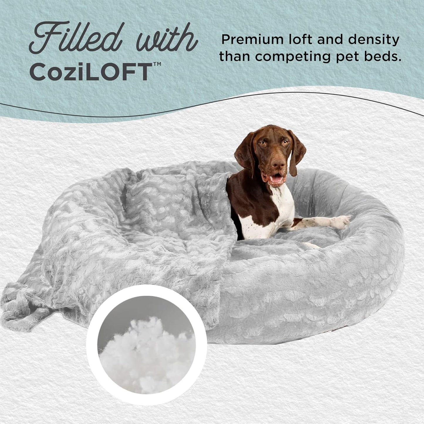 Best Friends by Sheri Bundle Set The Original Calming Lux Donut Cuddler Cat and Dog Bed + Pet Throw Blanket, Gray, Extra Large, 45x45