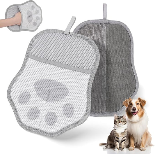 Pet Hair Removal Glove for Cats& Dogs Enlarge Reusable Electrostatic Pet Hair Gloves, Pet Hair Remover Tool for Couch, Clothing,Carpet, Car Seat (Grey)