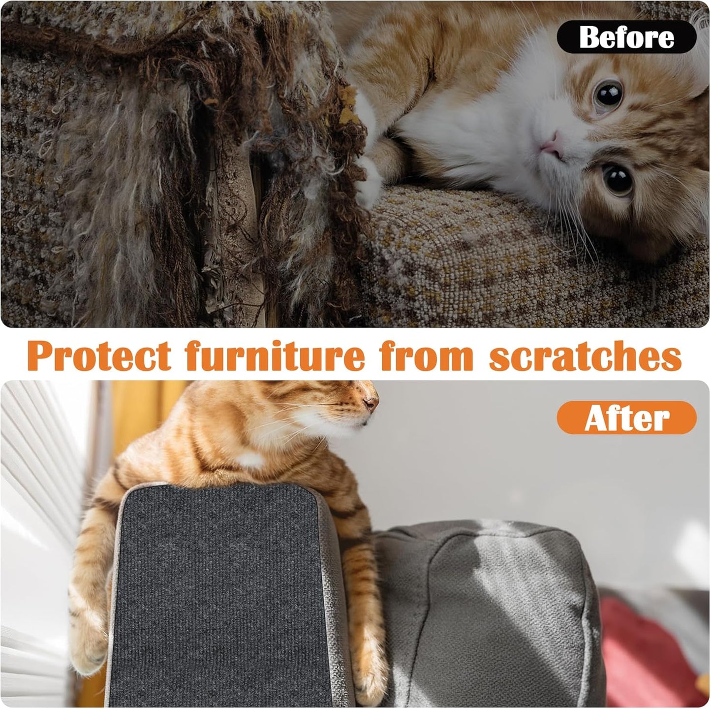 Cat Scratch Furniture Protector - 100" x 13.8" Trimmable Self-Adhesive Cats Claws Scratch Pads, DIY Cat Climbing Couch Protector for Scratch Post Cat Tree Replacement Indoor (Dark Gray)