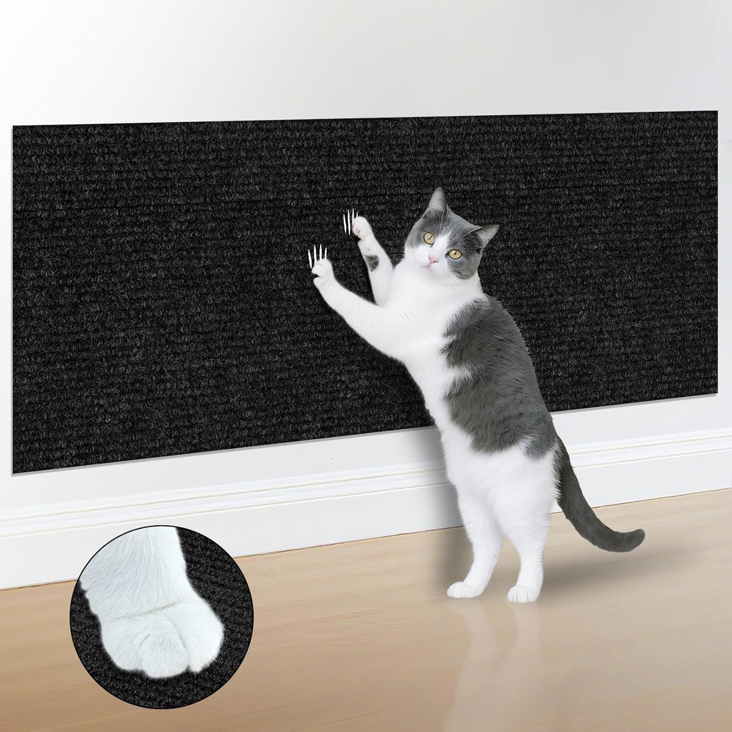 ICOOP Furniture Protectors from Cats Scratching Self Adhesive Black Cat Scratching Mat 15.8"×160" DIY Cat Couch Protector Sofa Protector for Cats Scratch Posts Couch Protection Replacement Carpet Rug