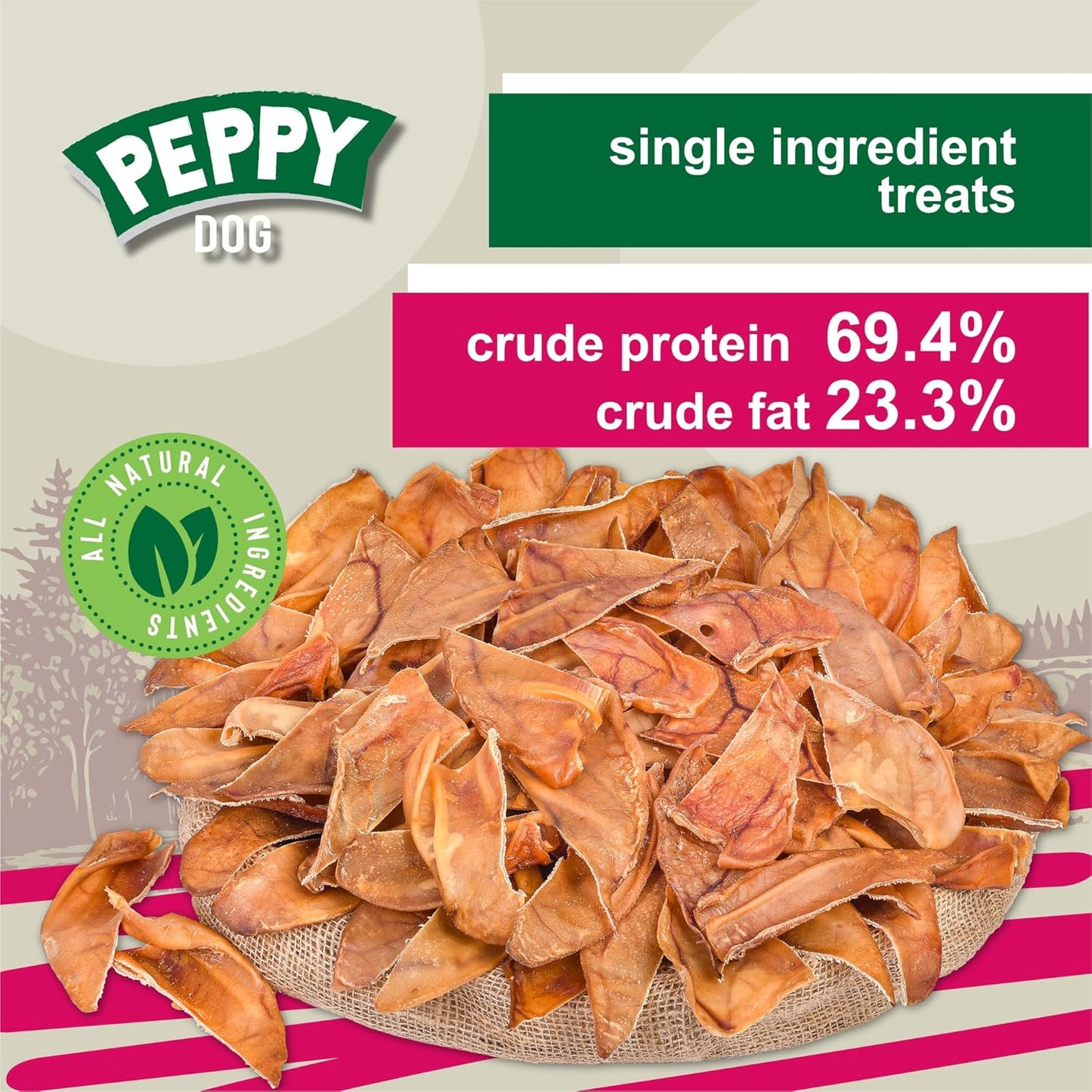 Healthy Half Pig Ears 100 pcs | Natural Single Ingredient Dog Treats | Rawhide Alternative Chews | Dental Snack for All Breeds